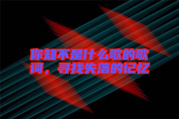 你知不是什么歌的歌詞，尋找失落的記憶