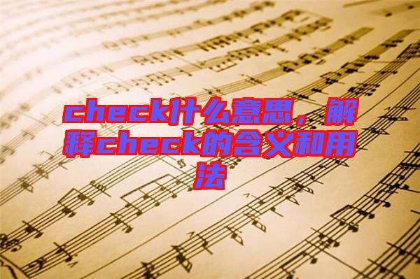 check什么意思，解釋check的含義和用法