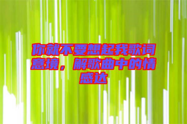 你就不要想起我歌詞意境，解歌曲中的情感達(dá)