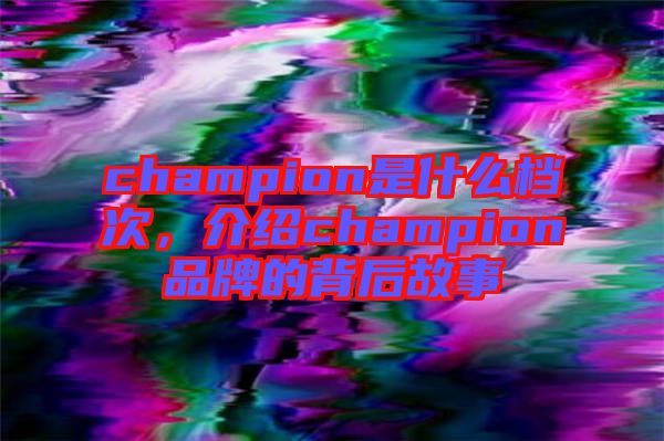 champion是什么檔次，介紹champion品牌的背后故事