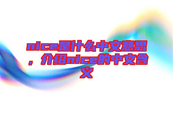 nice是什么中文意思，介紹nice的中文含義