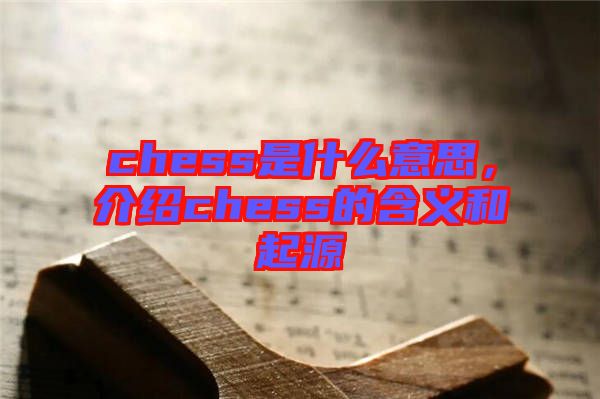 chess是什么意思，介紹chess的含義和起源