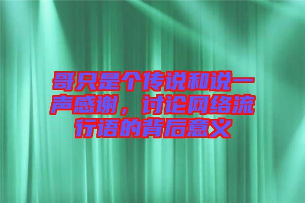 哥只是個(gè)傳說和說一聲感謝，討論網(wǎng)絡(luò)流行語的背后意義