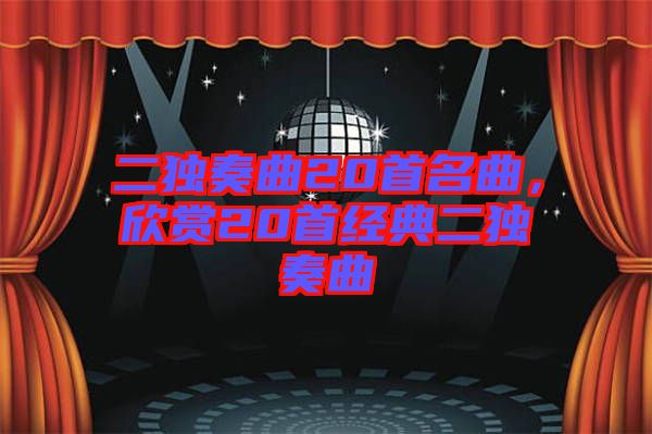 二獨奏曲20首名曲，欣賞20首經典二獨奏曲