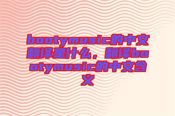 bootymusic的中文翻譯是什么，翻譯bootymusic的中文含義