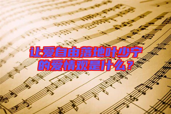 讓愛自由落地葉少寧的愛情觀是什么？