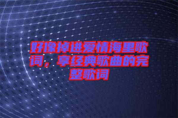 好像掉進(jìn)愛情海里歌詞，享經(jīng)典歌曲的完整歌詞