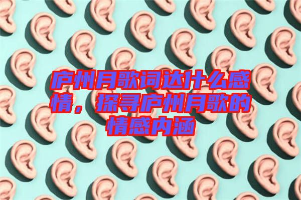 廬州月歌詞達(dá)什么感情，探尋廬州月歌的情感內(nèi)涵