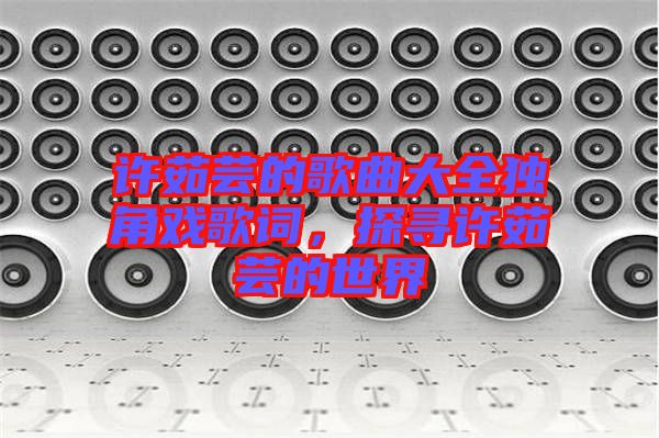 許茹蕓的歌曲大全獨角戲歌詞，探尋許茹蕓的世界