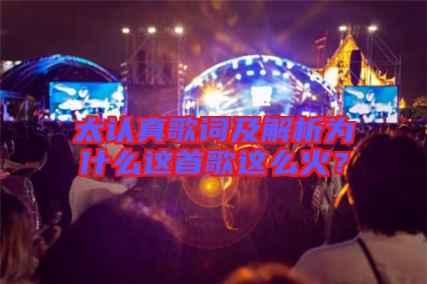 太認(rèn)真歌詞及解析為什么這首歌這么火？