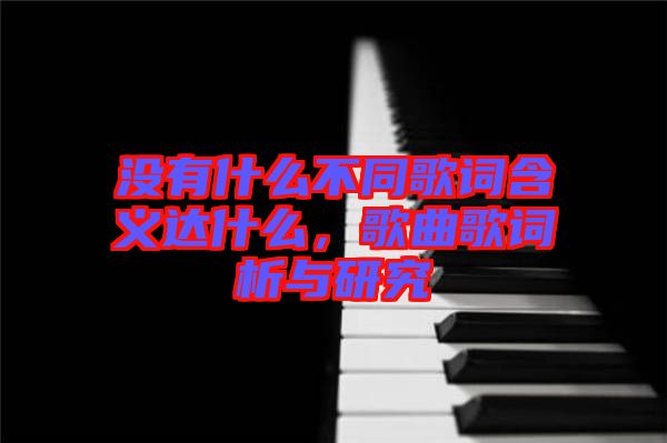 沒有什么不同歌詞含義達什么，歌曲歌詞析與研究