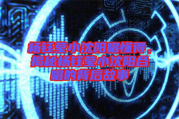 楊鈺瑩小沈陽(yáng)唱懂得，揭秘楊鈺瑩小沈陽(yáng)合唱的背后故事