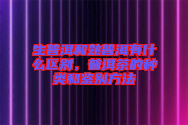 生普洱和熟普洱有什么區(qū)別，普洱茶的種類和鑒別方法