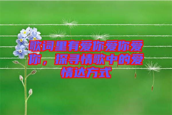 歌詞里有愛你愛你愛你，探尋情歌中的愛情達(dá)方式