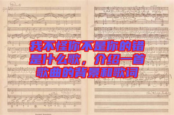 我不怪你不是你的錯是什么歌，介紹一首歌曲的背景和歌詞