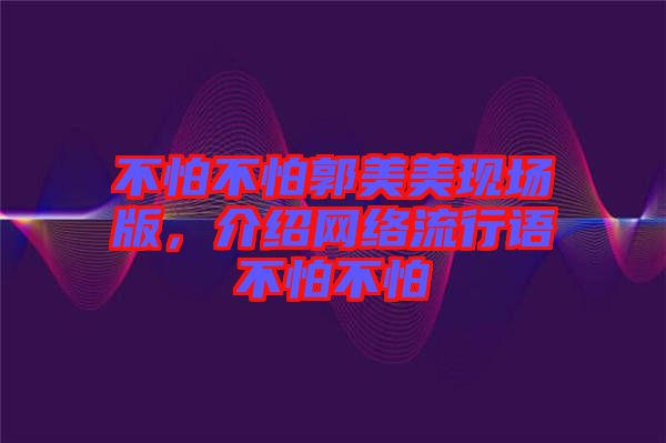 不怕不怕郭美美現(xiàn)場版，介紹網(wǎng)絡(luò)流行語不怕不怕