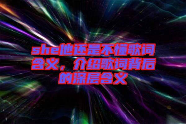 she他還是不懂歌詞含義，介紹歌詞背后的深層含義