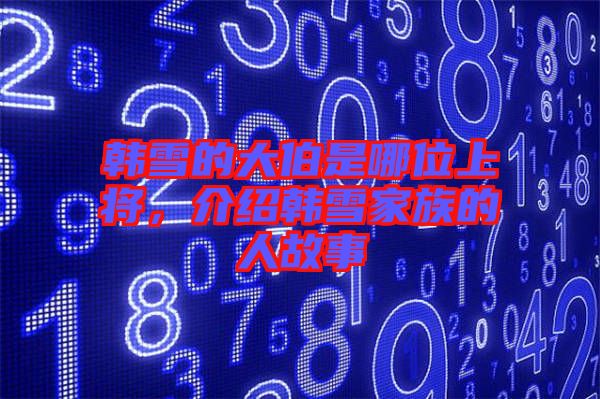韓雪的大伯是哪位上將，介紹韓雪家族的人故事