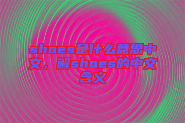 shoes是什么意思中文，解shoes的中文含義