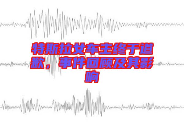特斯拉女車主終于道歉，事件回顧及其影響