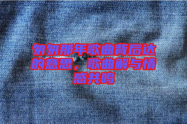 匆匆那年歌曲背后達的意思，歌曲解與情感共鳴