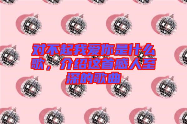 對(duì)不起我愛(ài)你是什么歌，介紹這首感人至深的歌曲