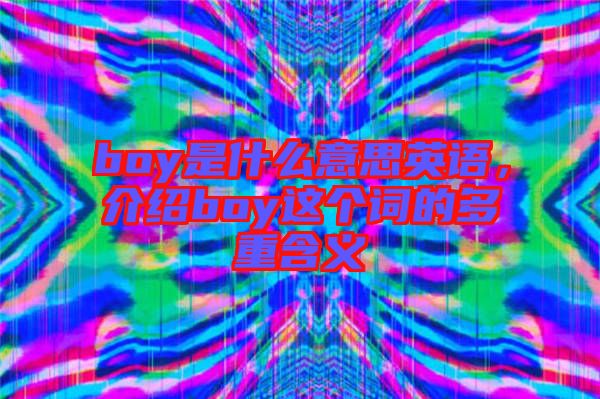 boy是什么意思英語，介紹boy這個詞的多重含義