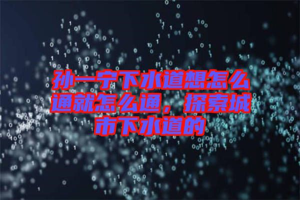 孫一寧下水道想怎么通就怎么通，探索城市下水道的