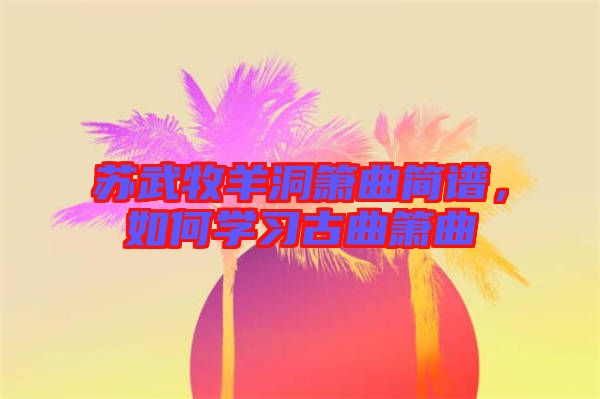 蘇武牧羊洞簫曲簡(jiǎn)譜，如何學(xué)習(xí)古曲簫曲