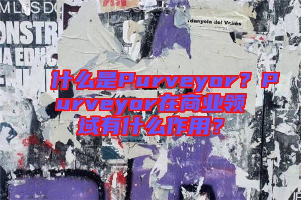 什么是Purveyor？Purveyor在商業(yè)領域有什么作用？