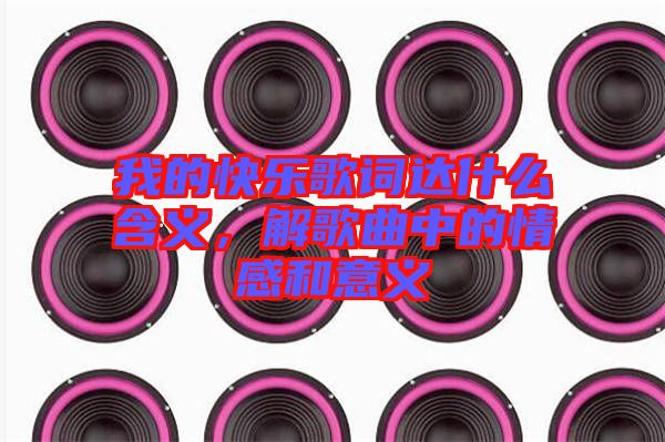 我的快樂歌詞達什么含義，解歌曲中的情感和意義