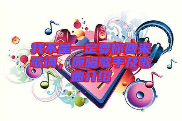 我不是一定要你回來歌詞，原唱歌手及歌曲介紹
