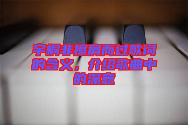 宇桐非擦肩而過歌詞的含義，介紹歌曲中的深意