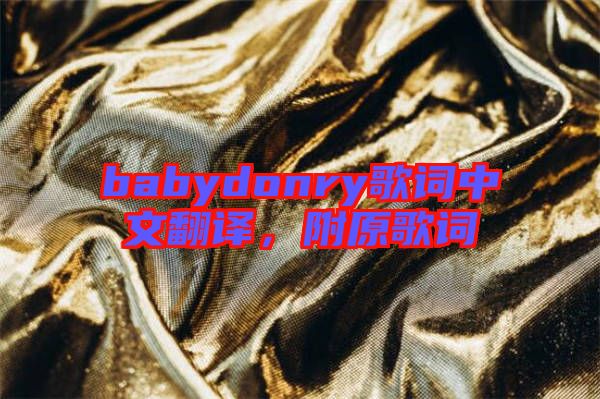 babydonry歌詞中文翻譯，附原歌詞