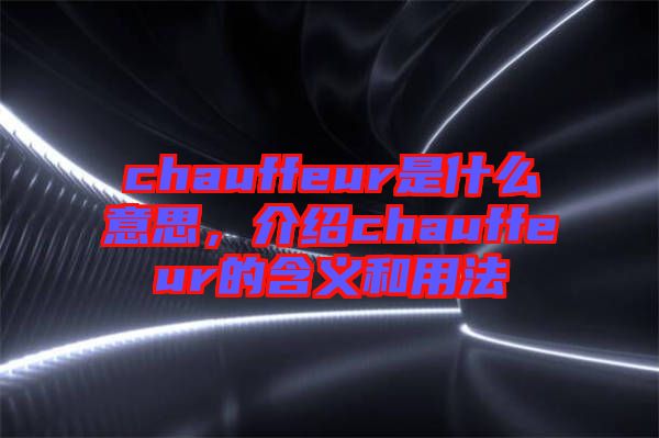 chauffeur是什么意思，介紹chauffeur的含義和用法