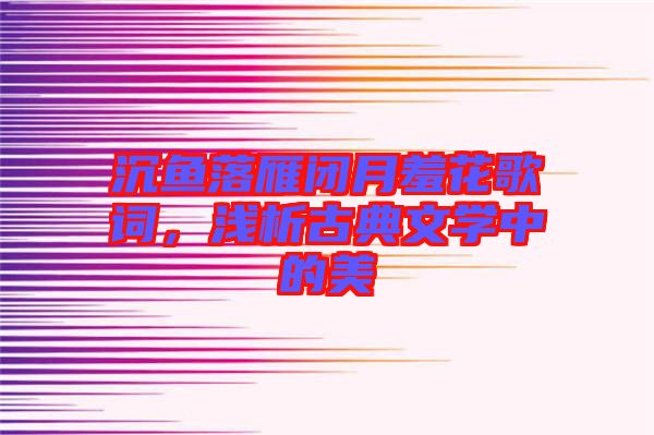 沉魚(yú)落雁閉月羞花歌詞，淺析古典文學(xué)中的美