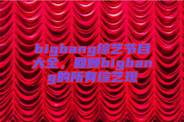 bigbang綜藝節(jié)目大全，回顧bigbang的所有綜藝現(xiàn)