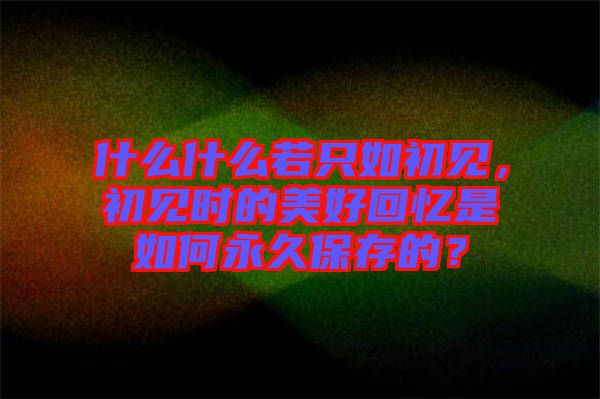 什么什么若只如初見，初見時的美好回憶是如何永久保存的？