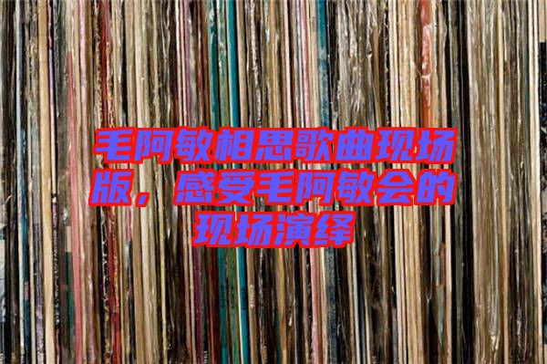 毛阿敏相思歌曲現(xiàn)場版，感受毛阿敏會的現(xiàn)場演繹