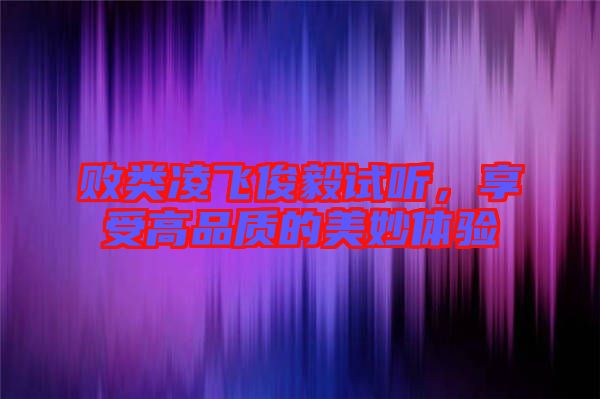 敗類凌飛俊毅試聽，享受高品質(zhì)的美妙體驗(yàn)