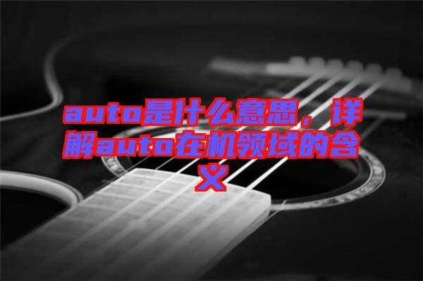 auto是什么意思，詳解auto在機領(lǐng)域的含義