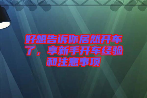 好想告訴你居然開(kāi)車(chē)了，享新手開(kāi)車(chē)經(jīng)驗(yàn)和注意事項(xiàng)
