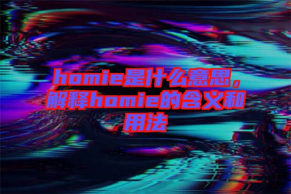 homie是什么意思，解釋homie的含義和用法