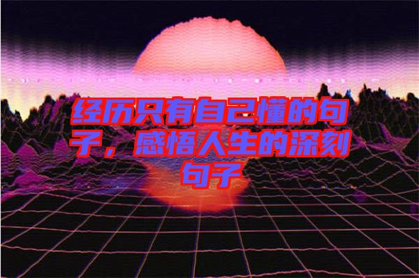 經(jīng)歷只有自己懂的句子，感悟人生的深刻句子