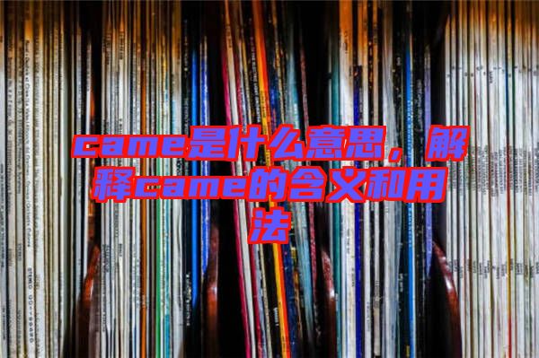 came是什么意思，解釋came的含義和用法