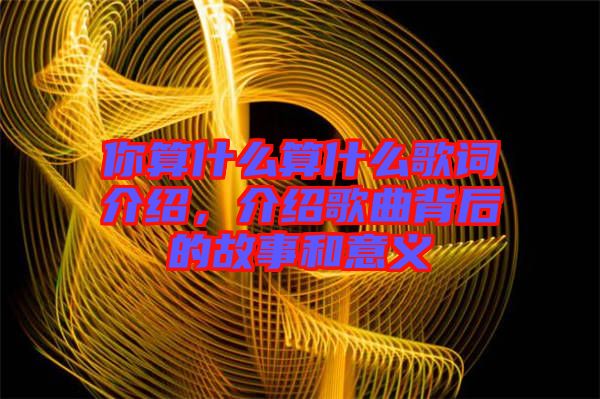 你算什么算什么歌詞介紹，介紹歌曲背后的故事和意義