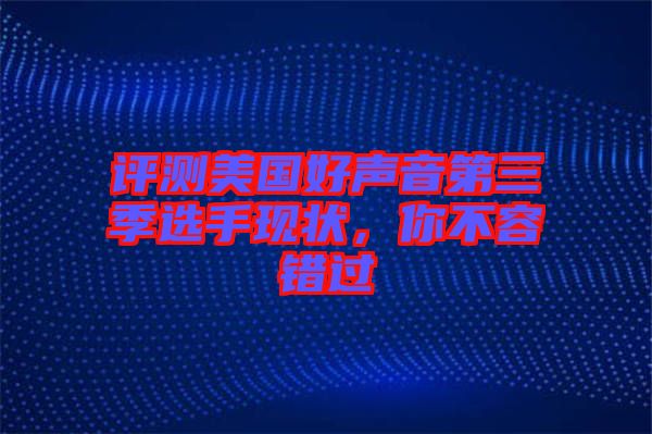評(píng)測(cè)美國(guó)好聲音第三季選手現(xiàn)狀，你不容錯(cuò)過