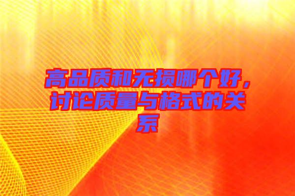 高品質(zhì)和無(wú)損哪個(gè)好，討論質(zhì)量與格式的關(guān)系
