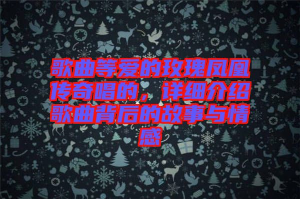 歌曲等愛的玫瑰鳳凰傳奇唱的，詳細介紹歌曲背后的故事與情感