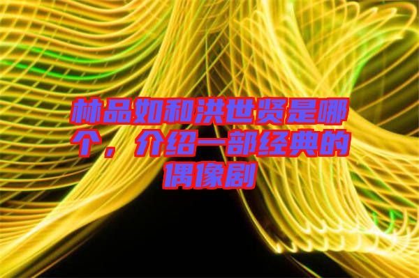 林品如和洪世賢是哪個，介紹一部經(jīng)典的偶像劇